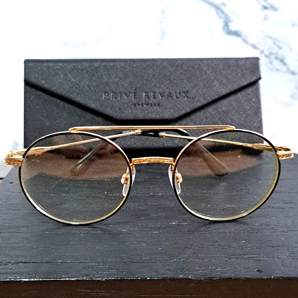 NEW Blue light filtering glasses by PRIVE REVAUX, round gold, Rx'able